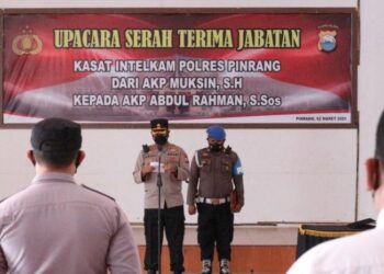 Kapolres Pinrang AKBP M. Arief Sugihartono, Pinpin Serah Terima Jabatan Kasat Intekam