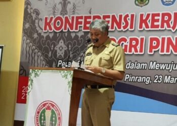 Buka Konkerkab PGRI, Bupati Pinrang Harap Program Kerja Sejalan Dengan Pelaksanaan Pembangunan di Kabupaten Pinrang
