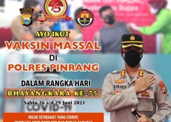Kapolres Pinrang, Ajak Masyarakat Ikuti Vaksinasi Massal