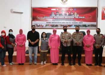 Jelang Peringatan Hari Bhayangkara ke-75, Polres Pinrang Laksanakan Vaksinasi Massal