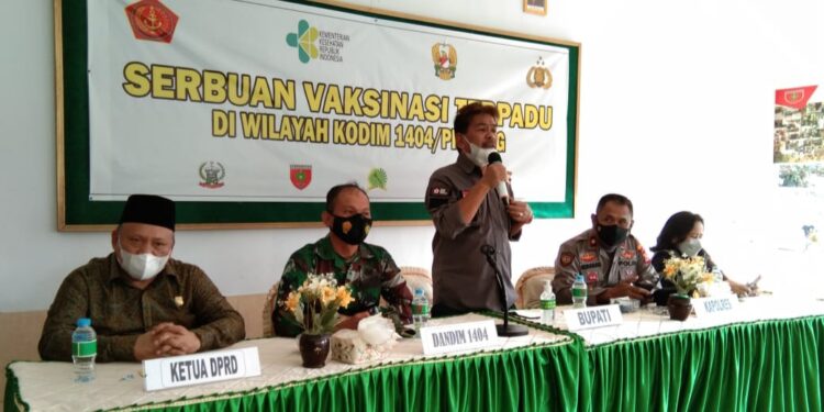 Kodim 1404 Pinrang Gelar Serbuan Vaksinasi Terpadu, Ribuan Warga Hadir Sebagai Penerima Vaksin