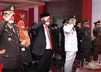 Bupati Pinrang Bersama  Forkopimda Mengikuti Upacara Detik-detik Proklamasi Kemerdekaan RI Ke-76 Secara Virtual