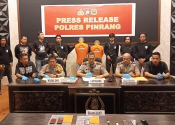 Kapolres Pimpin Press Release Pengungkapan Kasus Kriminal 3C di Wilayah Hukum Polres Pinrang