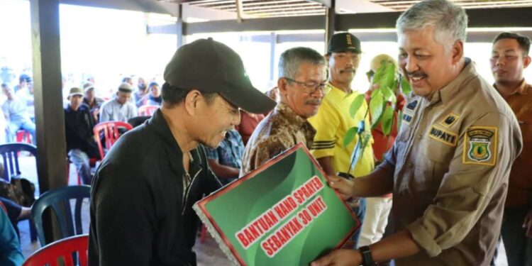 Bupati Pinrang Secara Simbolis Menyerahkan Bibit Kakao Kepada 43 Kelompok Tani di Kecamatan Lembang