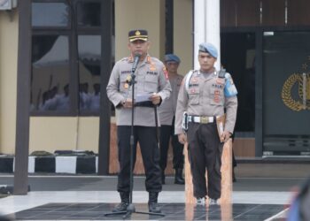 Polres Pinrang Gelar Upacara Korps Raport Kenaikan Pangkat