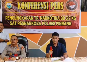 Polres Pinrang Berhasil Mengungkap Peredaran Narkotika Jenis Sabu Seberat 3,7 Kilogram