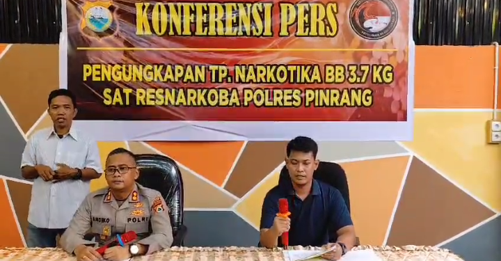 Polres Pinrang Berhasil Mengungkap Peredaran Narkotika Jenis Sabu Seberat 3,7 Kilogram