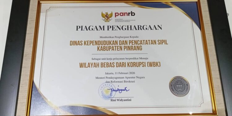 Pemkab Pinrang Raih Penghargaan Menuju Wilayah Bebas dari Korupsi di Ajang SAKIP dan ZI Awards 2025